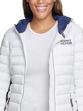 Tommy Hilfiger packable White Puffer Jacket with packable bag